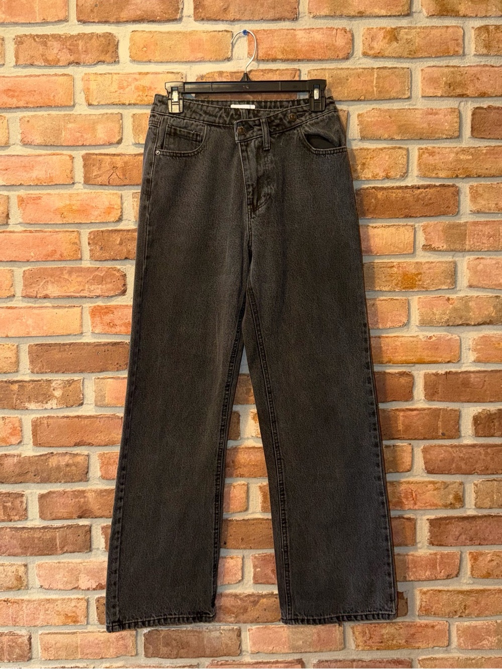 Forever 21 Washed Black Straight Leg Jeans Size 24